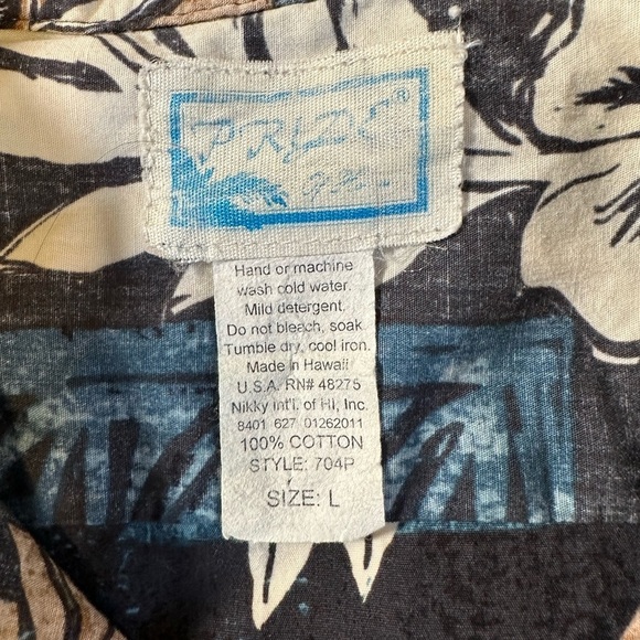 Vintage Pride of Hawaii Mens Button-Up Hawaiian Shirt Blue Print Size Large - Picture 7 of 7